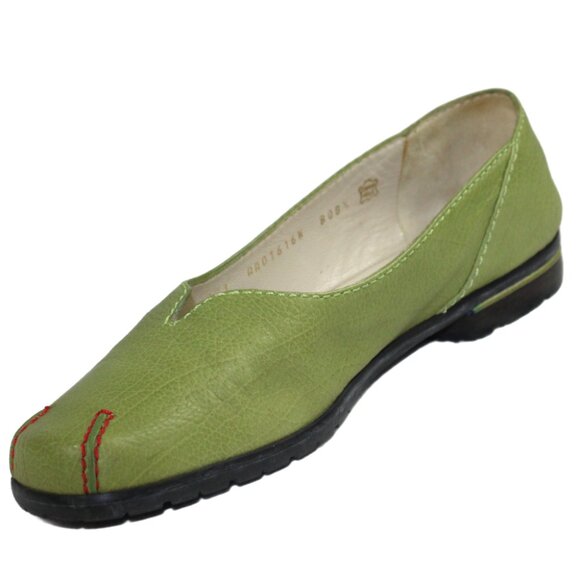 Bruno Magli Apple Green Leather Slip On Flats, Size 8.5 - Picture 2 of 7